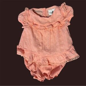 Pink Coral Eyelet Baby Romper
